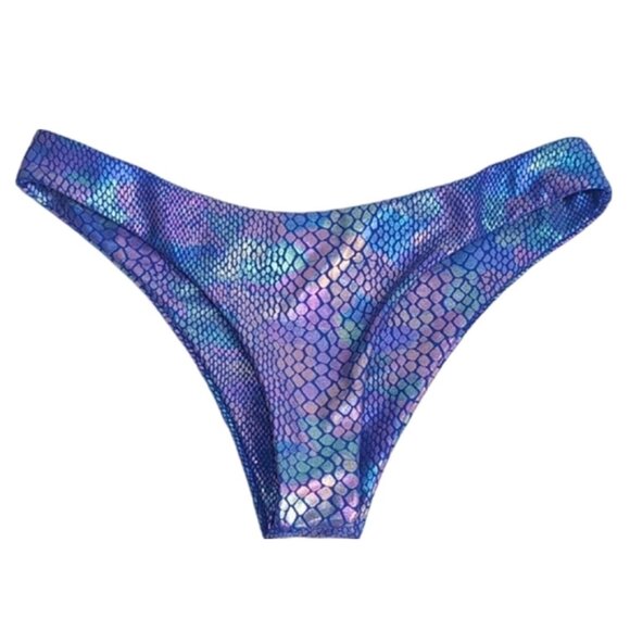 3/$20 Shein Metallic Snakeskin Print Bikini Bottoms Shiny Mermaid Rave Costume - Picture 1 of 6